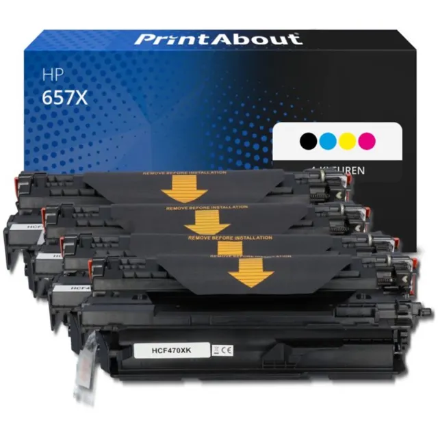 PrintAbout huismerk Toner 657X (CF470X) 4-kleuren Multipack Hoge capaciteit geschikt voor HP