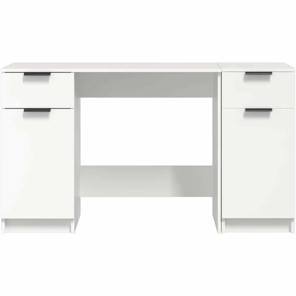 vidaXL Bureau met bijzetkast bewerkt hout wit, foto 4