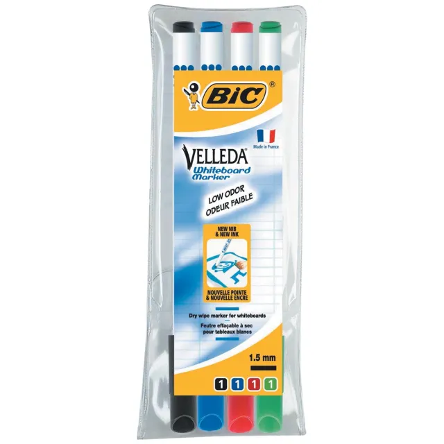 Velleda Bic whiteboardmarker 1721, etui van 4 stuks blauw