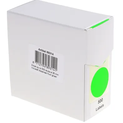 rillprint Etiket Rillprint 35mm op rol fluor groen 500 stuks
