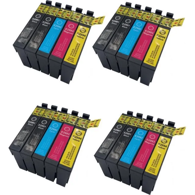 KATRIZ huismerk inkt voor Epson 8x T2991XL BK + 4x T2992XL C +4x T2993XL M + 4x T2994XL Y |(20stuks) - Met chip Zwar, Cyaan, Magenta, Geel