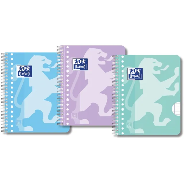 Oxford SCHOOL collegeblok, ft A5+, 160 bladzijden, gelijnd, pak van 3 stuks, assorti blauw
