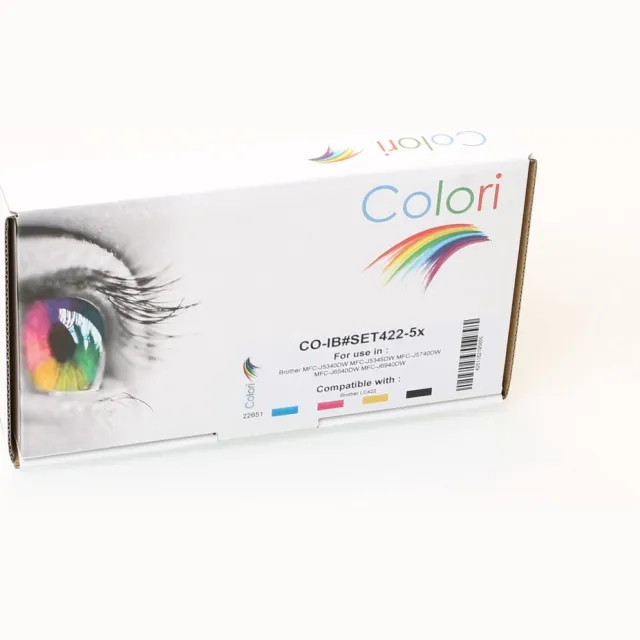 Colori huismerk set 5x inkt cartridge geschikt voor Brother LC422 MFC-J5340DW MFC-J5345DW MFC-J5740DW MFC-J6540DW MFC-J6940DW Set 5 stuks