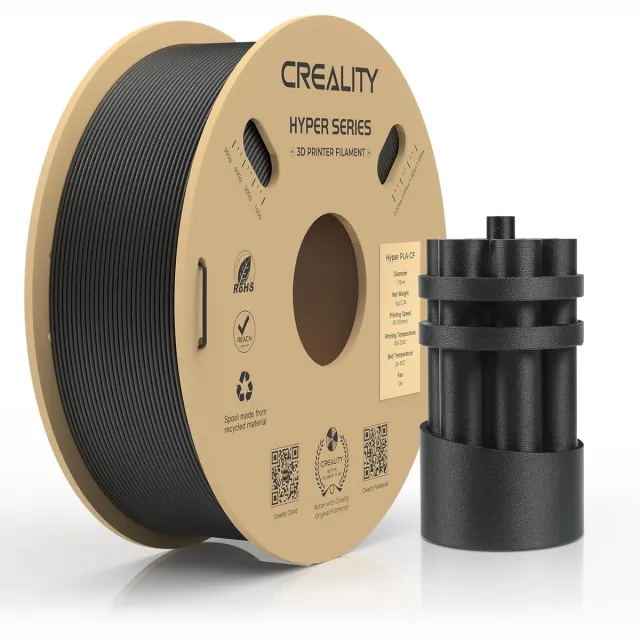 Creality Hyper PLA-CF Filament - PLA van koolstofvezel met hoge snelheid - zwart - filament 3d printer - Matte premium uitstraling - Extreem hoge stijfheid en lichtgewicht - Hoge slijtvastheid - 1,75 mm - 1 kg - 3D Printer Filament