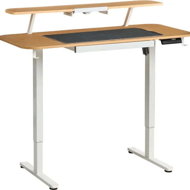 Beliani WILBANKS - Verstelbaar bureau elektrisch - Bruin/Wit - Staal