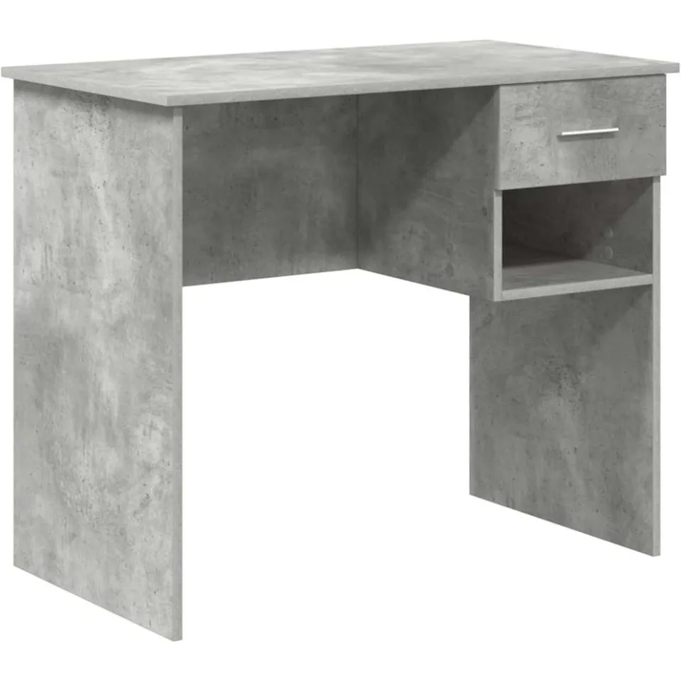 vidaXL Bureau Beton Grijs 90 x 49 x 75 cm Bewerkt hout, foto 3