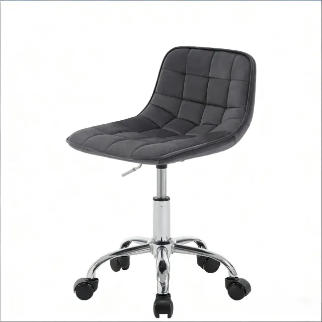 Ropilly Ergonomische draaibare kantoorstoel - Voor thuiskantoor en kaptafel - Comfortabele bureaustoel - Fluwelen bekleding op wielen - Donkergrijs Dark Gray