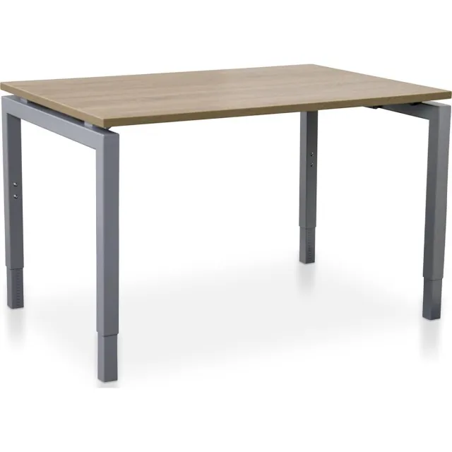Start Nevada Rechthoek bureau instelbaar | Start Nevada | 120 x 80 cm | Frame aluminium - blad midden eiken Aluminium frame - midden eiken blad