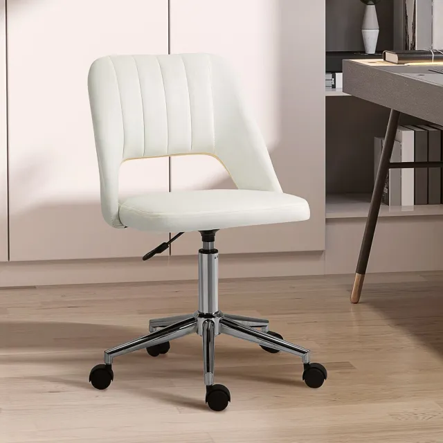 CHICFURN Bureaustoel - Hoogteverstelbaar - Zonder armleuningen - Beige