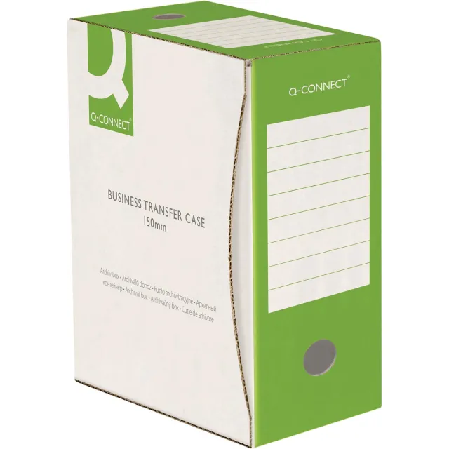 Q-CONNECT archiefdoos, A4, rug 15 cm, in karton van 400 g/m², wit-groen