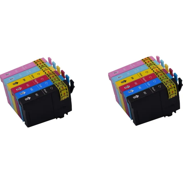 KATRIZ huismerk inkt voor|Epson 2x T0801XL Zwart+ 2x T0802XL cyaan+ 2x T0803XL Magenta + 2x T0804XL Geel + 2x T0805XL Licht Cyaan + 2x T0806Licht Magenta | ( 12stuks) - Met chip Zwart, Cyaan, Magenta, Geel