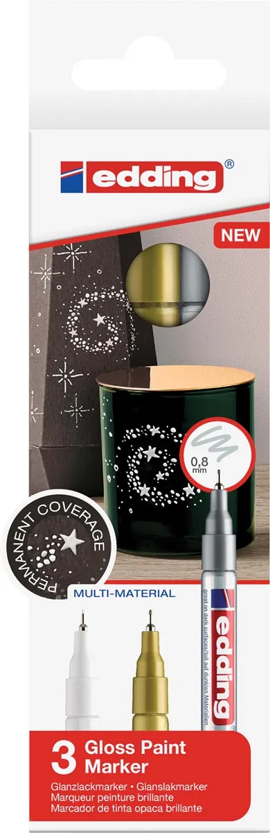 Edding lakmarker 780/3, metallic geassorteerde kleuren goud