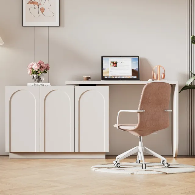 MODENUIT Hoekbureau - 360 Graden Draaibaar - Kasten Voor de Werkkamer - Wit Houtvezelplaat - 110 x 40 x 75 Cm