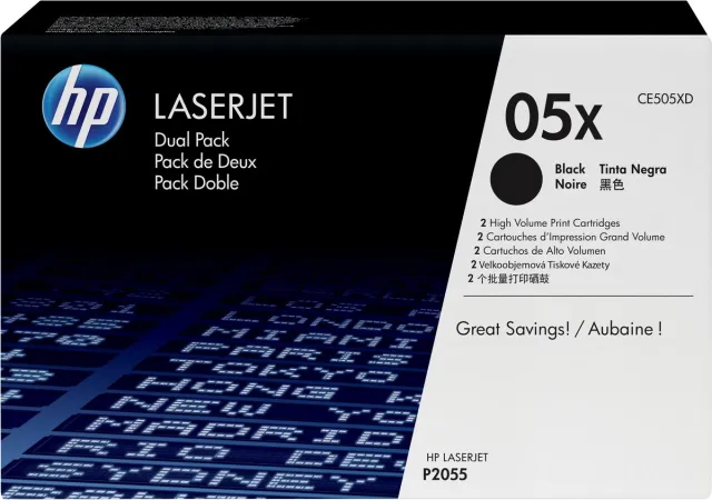 HP 05x duopack toner zwart CE505XD