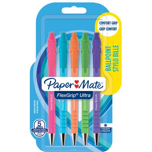 Paper Mate Balpen Paper Mate Flexgrip drukknop Bright fun schrijfkleur blauw