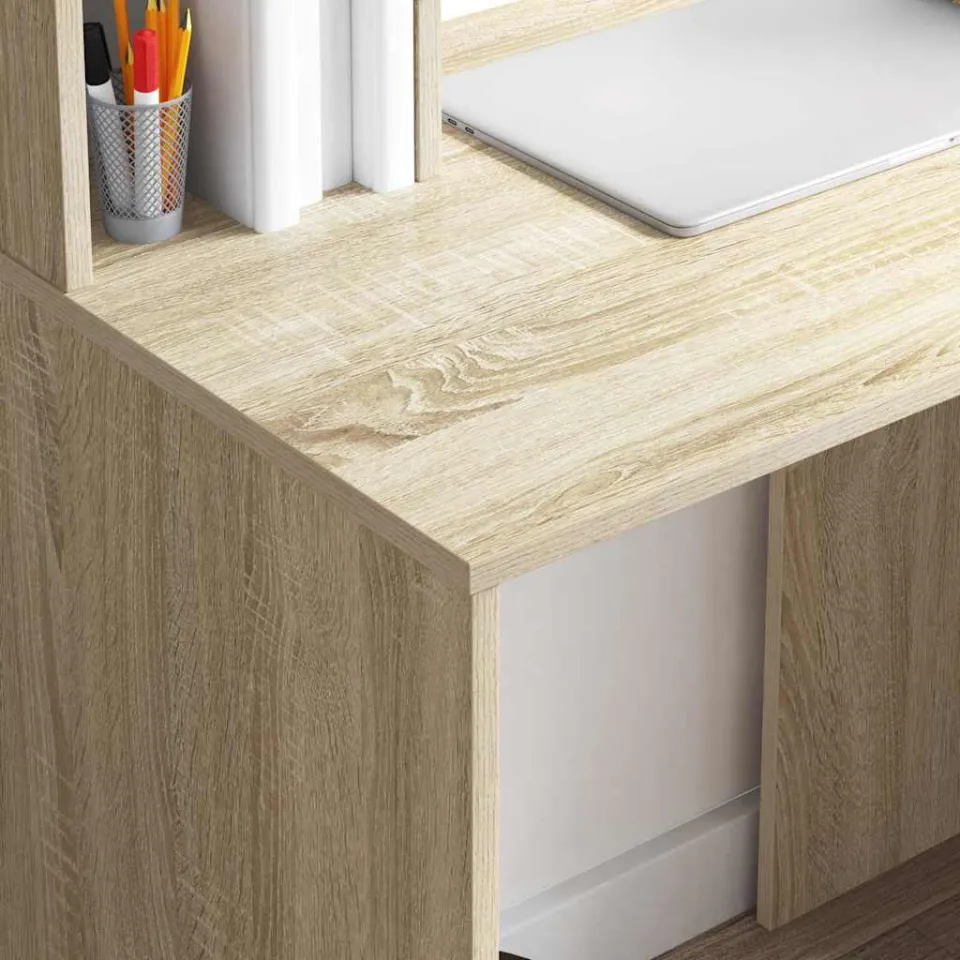 vidaXL Bureau Sonoma Eiken 91 x 50 x 149 cm Bewerkt hout, foto 3