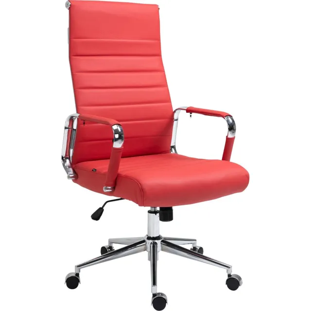 CLP Columbus Bureaustoel - Ergonomisch - Voor volwassenen - Echt leer - rood