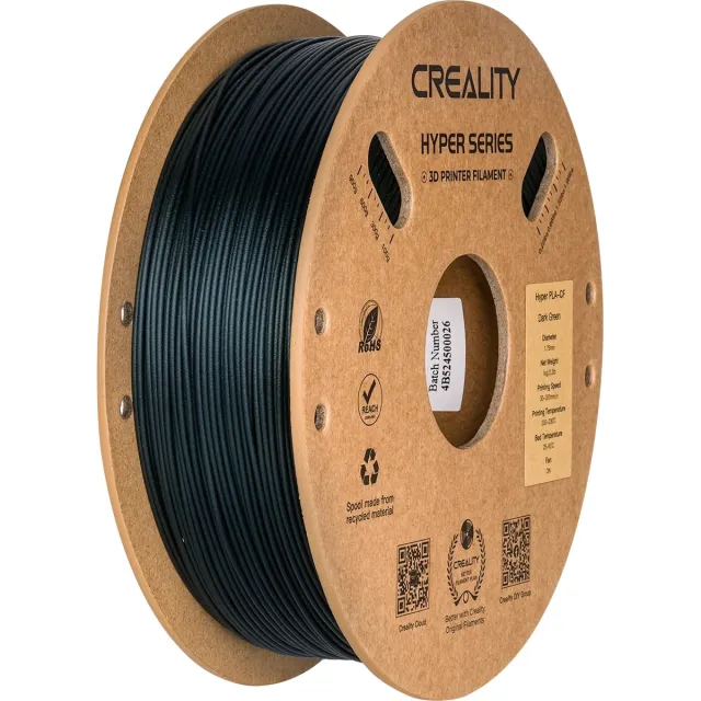 Creality Hyper PLA-CF Filament - Donkergroen - PLA van koolstofvezel met hoge snelheid - filament 3d printer - Matte premium uitstraling - Extreem hoge stijfheid en lichtgewicht - Hoge slijtvastheid - 1,75 mm - 1 kg - 3D Printer Filament