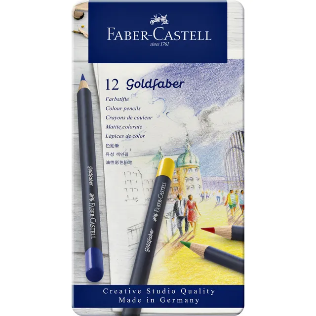 Faber-Castell Kleurpotloden Faber-Castell Goldfaber assorti blik à 12 stuks