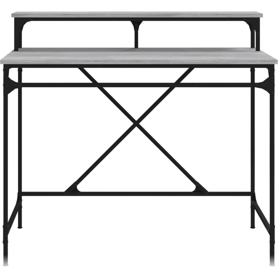 vidaXL Bureau 100x50x90 cm bewerkt hout en ijzer grijs sonoma eiken