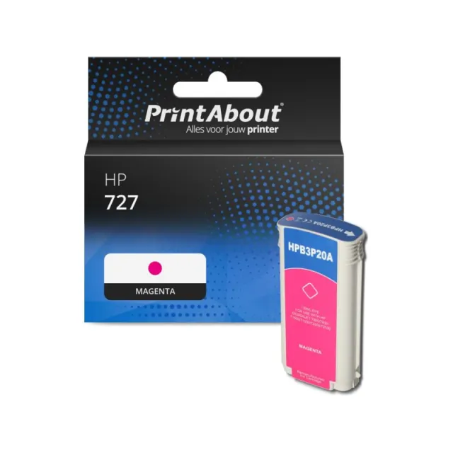 PrintAbout huismerk Inktcartridge 727 (B3P20A) Magenta Hoge capaciteit Geschikt voor HP
