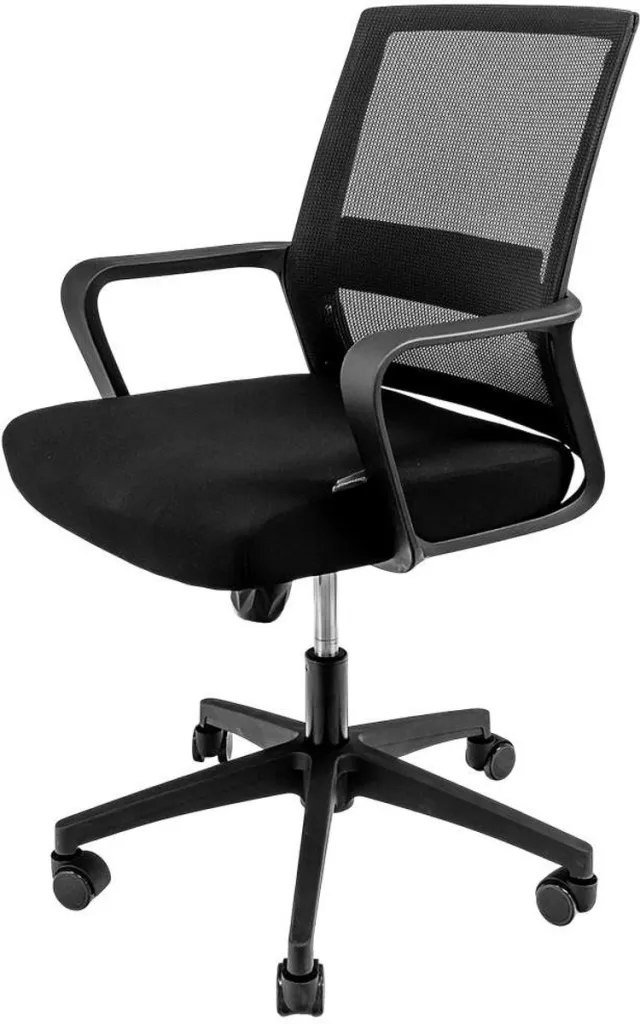 FURVERO Basic Serie - Bureaustoel - Ergonomisch ontwerp - Ademend mesh rugleuning - Verchroomde basis zwart