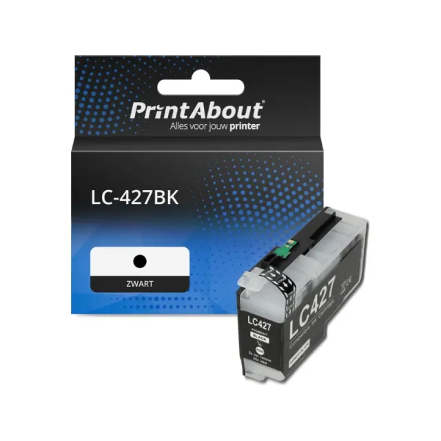 PrintAbout huismerk Inktcartridge LC-427BK Zwart Geschikt voor Brother