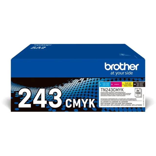 Brother TN243CMYK - Originele Tonercartridge - Multicolor Cyaan/Magenta/Yellow/Black - 4 Pack Geel