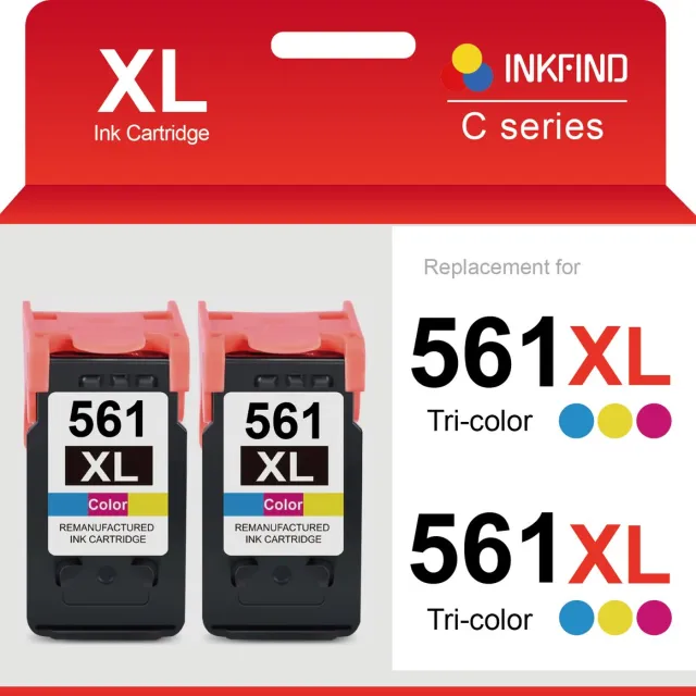 INKFIND 561XL Inktcartridge compatibel met Canon561 Canon 561 Canon CL-561 CL-561XL Hoge Capaciteit / 2-pack Kleur 2-pack Kleur x 2