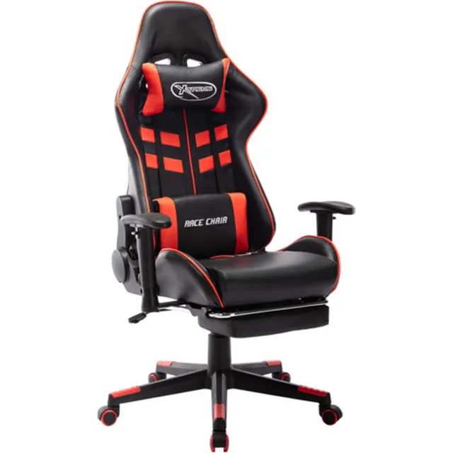 vidaXL Gamestoel - met - voetensteun - kunstleer - zwart - en - rood zwart en rood