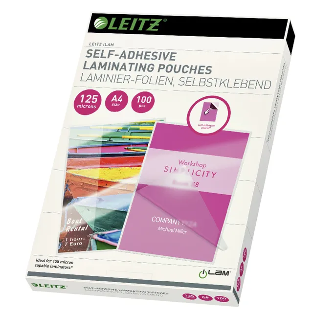 Leitz Lamineerhoes Leitz iLAM A4 zelfklevend 2x125micron EVA 100 stuks