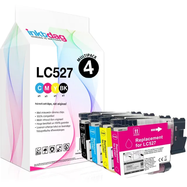inktdag inktcartridges multipack 4 stuks for lc527 LC527XL brother inktpatronen ,LC-527 inktcartridges voor Brother MFC-J4350DW MFC-J4550DW Zwart