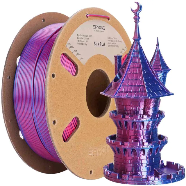 Eryone Duo silk - Red + Blue - PLA Filament - 1Kg 1,75mm - Voor 3D-printer en 3D-pen - Rood en Blauw Red and Blue