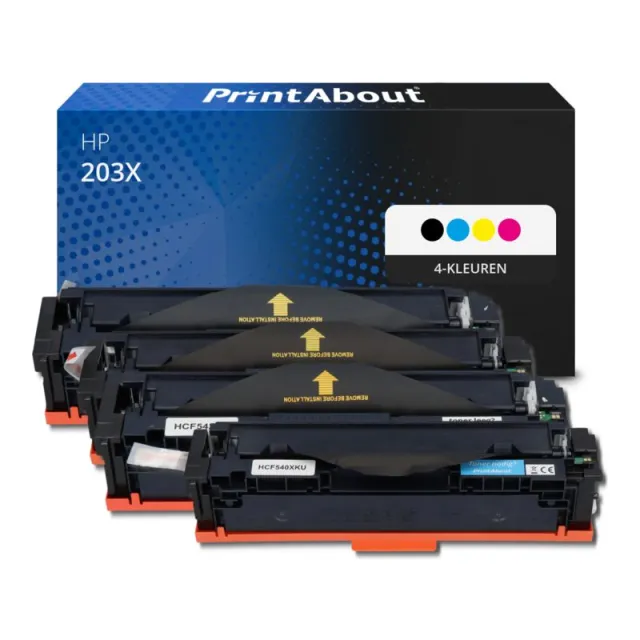 PrintAbout huismerk Toner 203X (CF540X) 4-kleuren Multipack Hoge capaciteit Geschikt voor HP