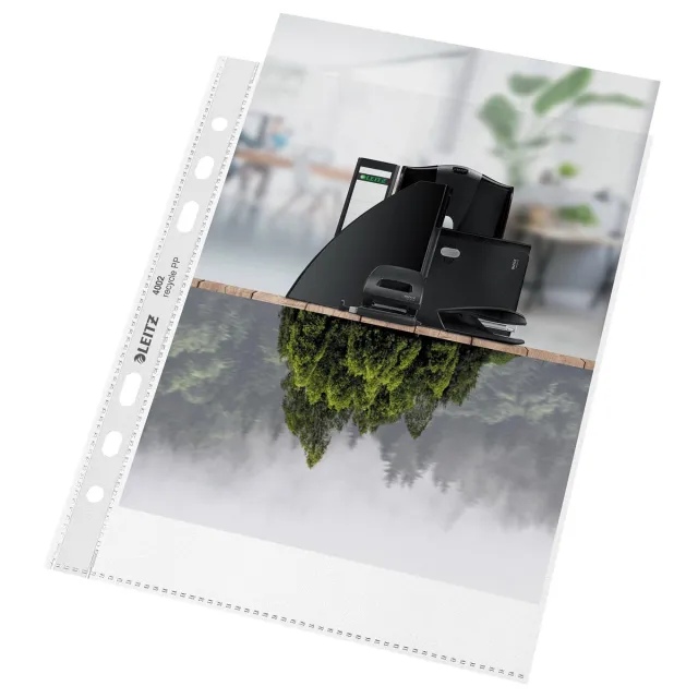 Leitz Recycle geperforeerde showtas, ft A5, 100 micron, gekorreld, doos van 25 stuks