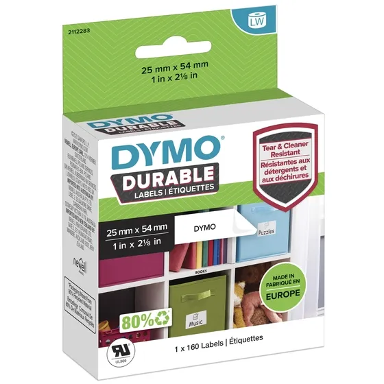 Dymo Etiket Dymo LabelWriter industrieel 25x54mm 1 rol á 160 stuks wit