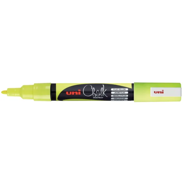 Uni-Ball Krijtmarker fluo geel, ronde punt van 0,9-1,3 mm