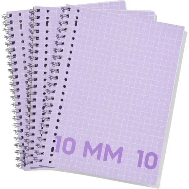 HEMA Collegeblokken lila A4 geruit 10mm - 3 stuks