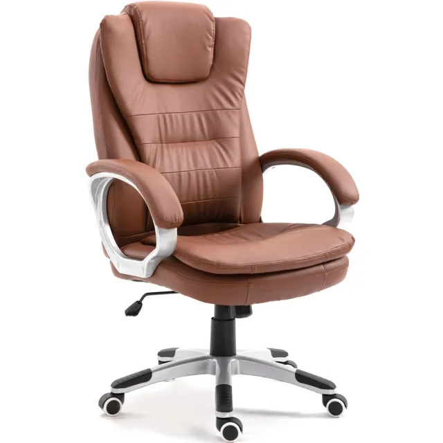 Bemada Ergonomische Bureaustoel Bruin – Luxe Directiestoel met Hoge Rugleuning – Kunstleer – Draaibaar en In Hoogte Verstelbaar [BMD1107BR] Meerkleurig