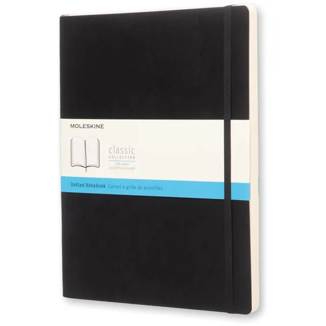 Moleskine notitieboek, ft 19 x 25 cm, puntraster, soepele cover, 192 blad, zwart ivoor
