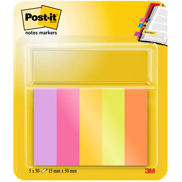 Post-it Markeerstrook Post-it 670-5-TFEN 15x50mm Energetic 5 stuks