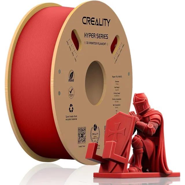 Creality Hyper PLA Filament - Rood - 1,75 mm - 1 kg - 3D-printerfilament voor Snel Printen - Sterke Hechting & Uitstekende Overhangprestaties - 3D Printer Filament Red - Dimensionale nauwkeurigheid ±0,02 mm - Past op de meeste FDM 3D-printers