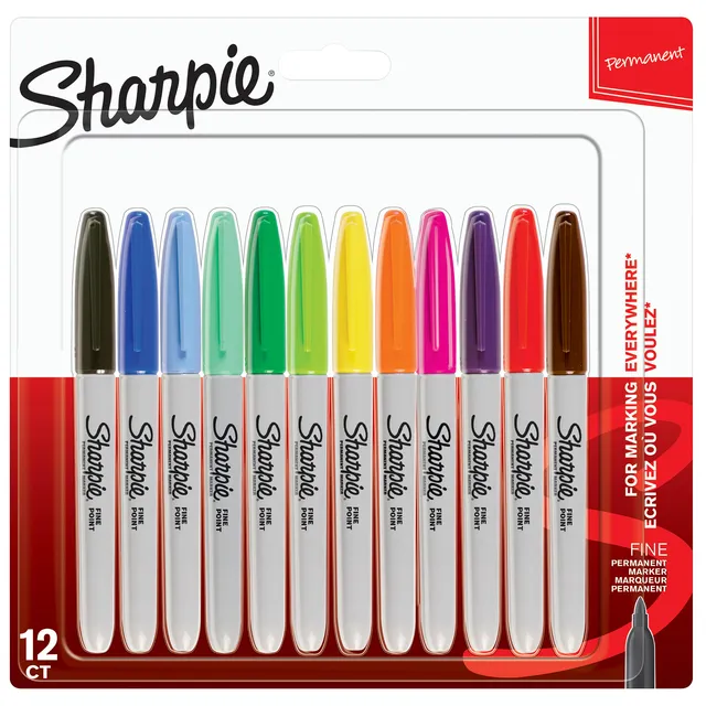 Sharpie Viltstift Sharpie rond fijn assorti blister à 12 stuks blauw