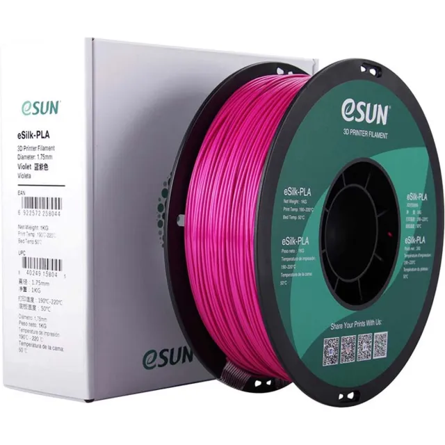 ESUN eSilk-PLA Violet / Violet - 1 kg - 1.75 mm - 3D printer en 3D pen filament
