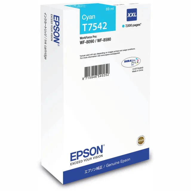Epson T7542 inktcartridge 1 stuk(s) Origineel Hoog (XL) rendement Cyaan