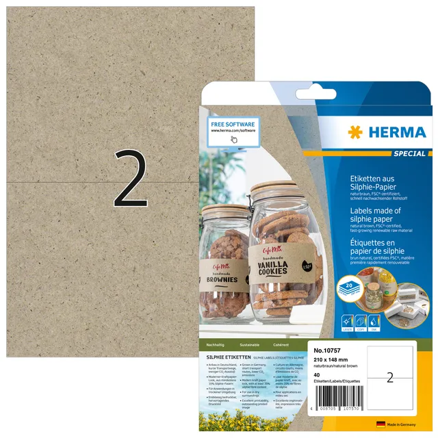Herma Etiket HERMA 10757 210x148mm silphie bruin 40 stuks
