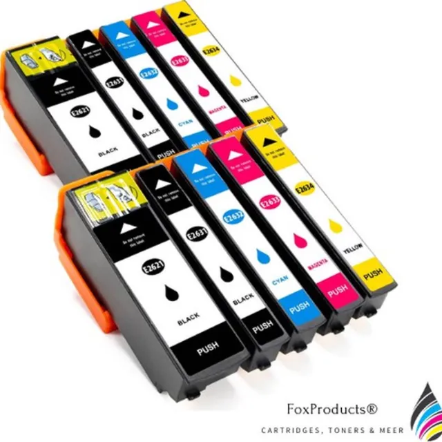FoxProducts 26 T26 26xl - 10 stuks inktcartridges geschikt voor Epson, Multipack cartridges Geschikt voor XP510, XP520, XP600, XP605, XP610, XP615, XP620, XP625, XP700, XP710, XP720, XP800, XP810, XP820 Cyaan, Magenta, Yellow, Black, PhotoBlack
