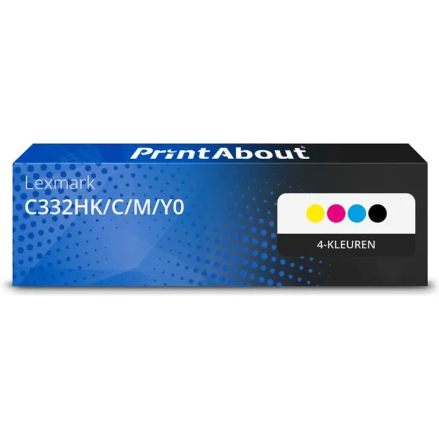 PrintAbout huismerk Toner C332HK/C/M/Y0 4-kleuren Multipack Hoge capaciteit geschikt voor Lexmark