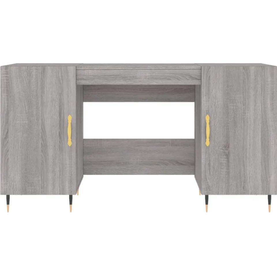 vidaXL Bureau 140x50x75 cm bewerkt hout grijs sonoma eikenkleurig, foto 4
