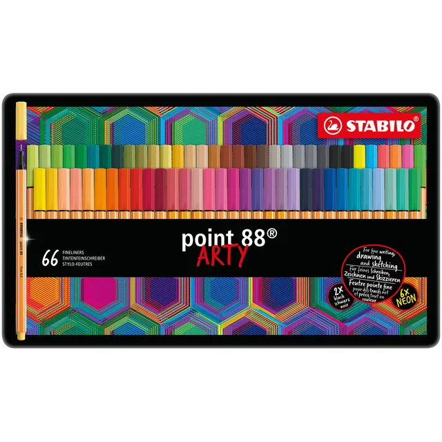Stabilo Fineliner STABILO point 88/66 Arty fijn assorti blik à 66 stuks